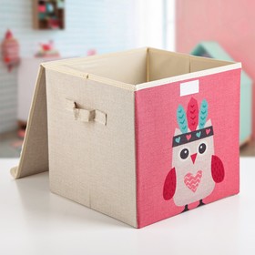 

УЦЕНКА Короб стеллажный для хранения с крышкой «Совушка-индеец», 29×29×28,5 см