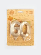 Свеча для торта юбилейная «Грань», цифра 60, золотой блеск, 8 см - Фото 4