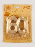 Свеча для торта юбилейная «Грань», цифра 60, золотой блеск, 8 см - Фото 5