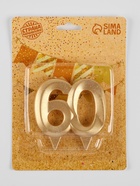 Свеча для торта юбилейная «Грань», цифра 60, золотой блеск, 8 см - Фото 6