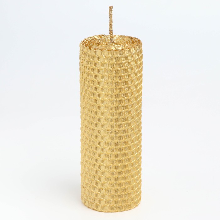 Свеча из вощины, 4.5×4.5×12.5 см, золото металлик