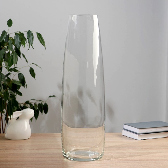 Ваза для цветов CONE, d=10 см, 49×14 см, стекло, прозрачная - Фото 1