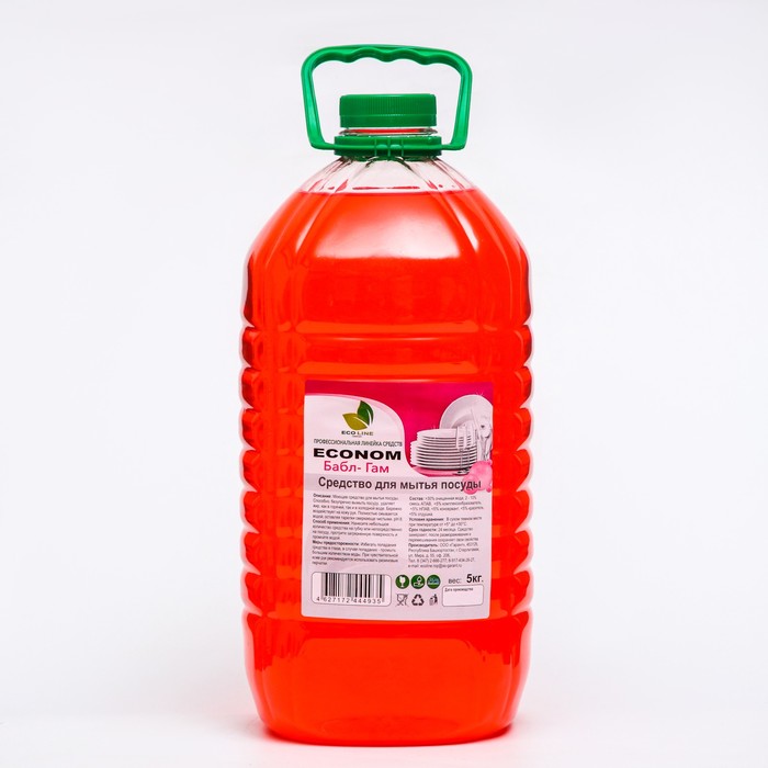 Средство для мытья посуды "ECONOM бабл-гам"5 л - Фото 1