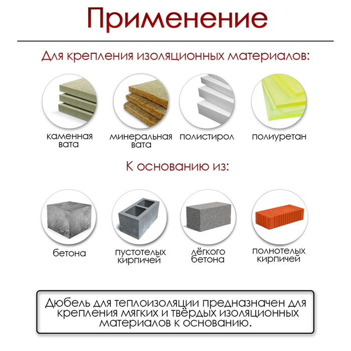 Дюбель ТУНДРА, для утеплителя, с металлическим гвоздем, 10х120 мм, оранжевый, 50 шт - фото 18569409