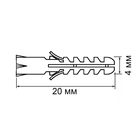 Дюбель ТУНДРА, тип S, распорный, полипропиленовый, 4х20 мм, фасовка 50 шт - фото 24341740