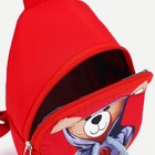 Сумка дет Мишка, шнур, 14*7*18см, отд на молнии, регул ремень, красный - фото 805615136