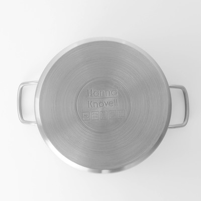 Кастрюля Hanna Knövell, 7 л, d=24 см, h=15.5 см, толщина стенки 0.6 мм, с крышкой, капсульное дно, индукция, нержавеющая сталь, хромированная