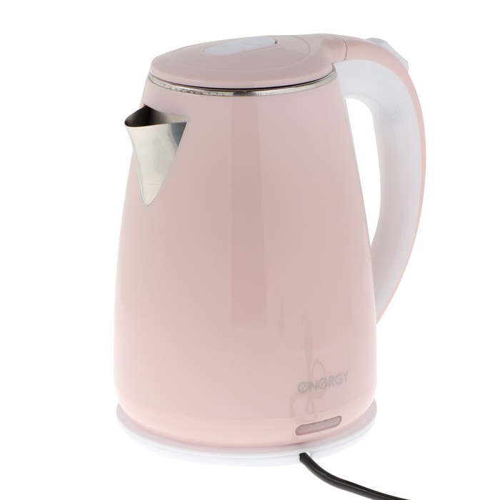 Чайник электрический ENERGY E-261, пластик колба металл, 1.8 л, 1500 Вт, розовый