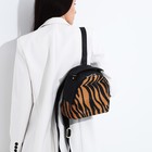 Рюкзак на молнии, наружный карман, цвет чёрный/коричневый - Фото 5