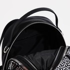 Мини-рюкзак женский на молнии, наружный карман, цвет чёрный - Фото 5