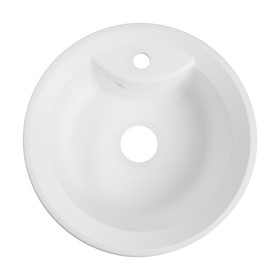 Мойка для кухни из камня ZEIN 1/Q1, d=480 мм, круглая, перелив, цвет белый лед