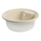 Мойка для кухни из камня ZEIN 1/Q2, d=480 мм, круглая, перелив, цвет бежевый - фото 43269301