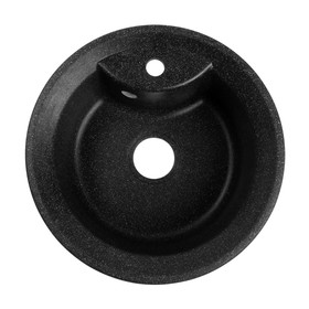 Мойка для кухни из камня ZEIN 1/Q4, d=480 мм, круглая, перелив, цвет черный