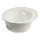 Мойка для кухни из камня ZEIN 3/G31, d=510 мм, круглая, перелив, белая матовая - фото 23335544