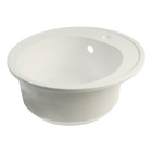 Мойка для кухни из камня ZEIN 3/G31, d=510 мм, круглая, перелив, белая матовая - Фото 2