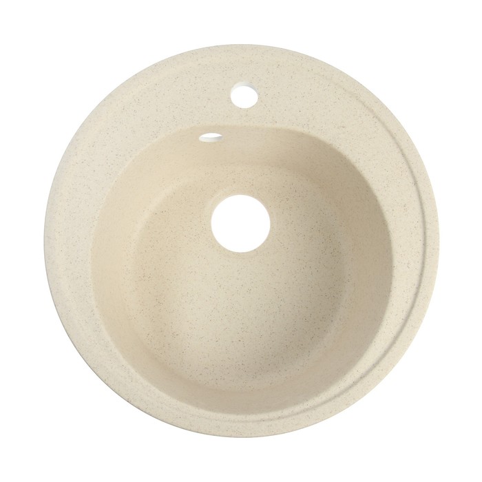 Мойка для кухни из камня ZEIN 3/Q2, d=510 мм, круглая, перелив, цвет бежевый - Фото 1