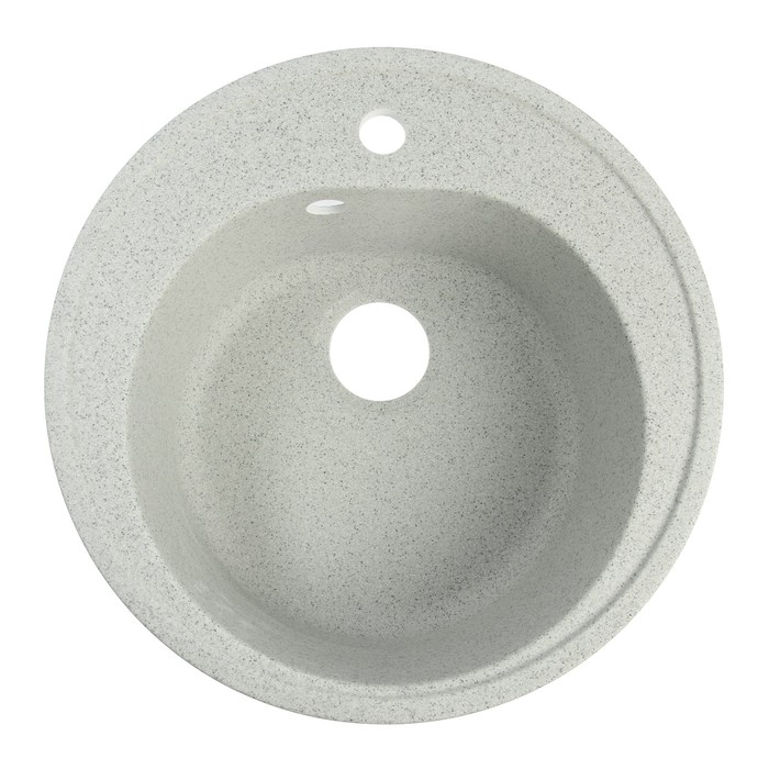 Мойка для кухни из камня ZEIN 3/Q10, d=510 мм, круглая, перелив, цвет светло-серый - Фото 1
