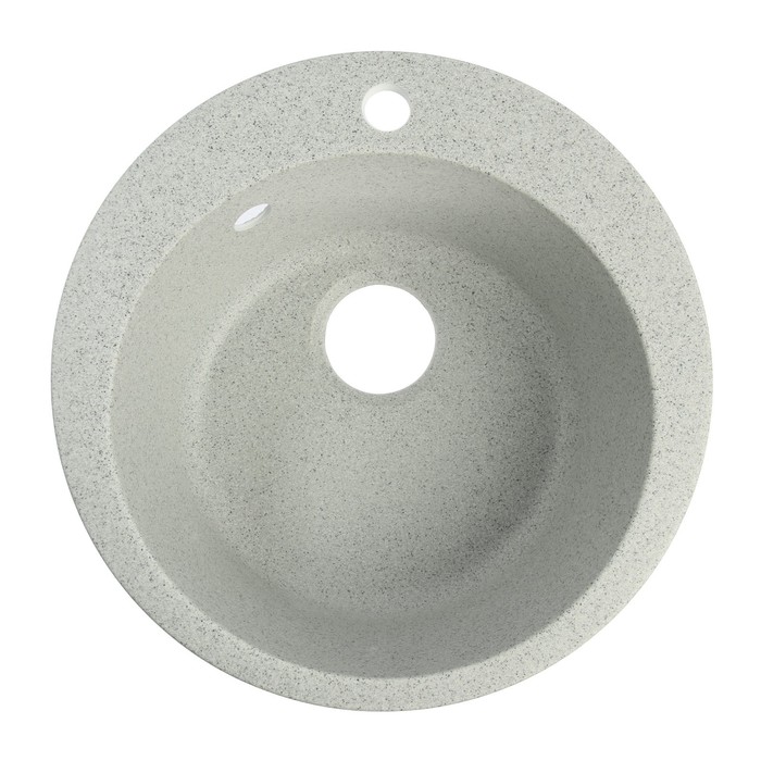 Мойка для кухни из камня ZEIN 30/Q10, d=475 мм, круглая, перелив, цвет светло-серый - Фото 1