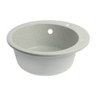 Мойка для кухни из камня ZEIN 30/Q10, d=475 мм, круглая, перелив, цвет светло-серый - Фото 2