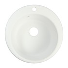 Мойка для кухни из камня ZEIN 50/Q1, d=467 мм, круглая, перелив, цвет белый лед - фото 2131663