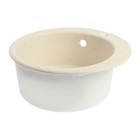 Мойка для кухни из камня ZEIN 50/Q2, d=467 мм, круглая, перелив, бежевая 7573723 - фото 14196995