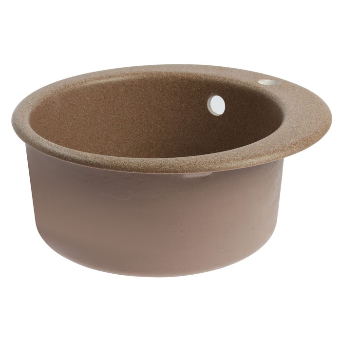 Мойка для кухни из камня ZEIN 50/Q9, d=467 мм, круглая, перелив, цвет терракот - фото 18569496