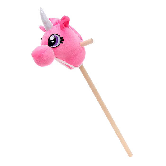 Мягкая игрушка «Единорог-скакун», на палке, цвет розовый