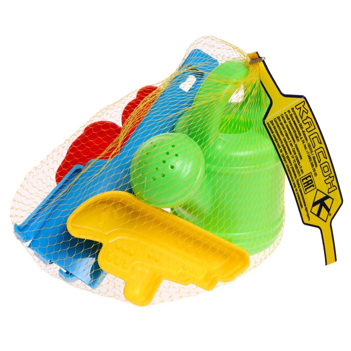 Песочный набор: лопатка 20см, грабли, лейка, 2 формочки МИКС 63793