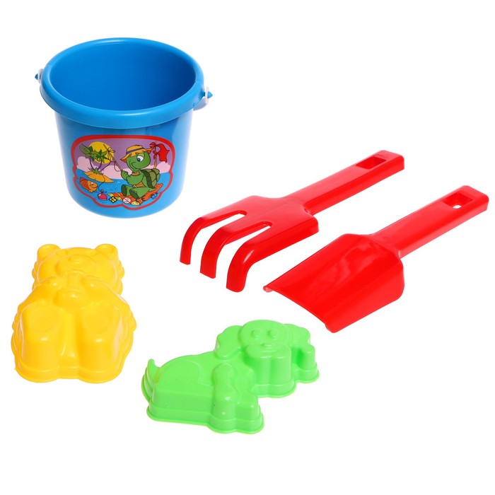 Песочный набор «Мини»: ведерко,лопатка, грабли, 2 формочки МИКС 63794