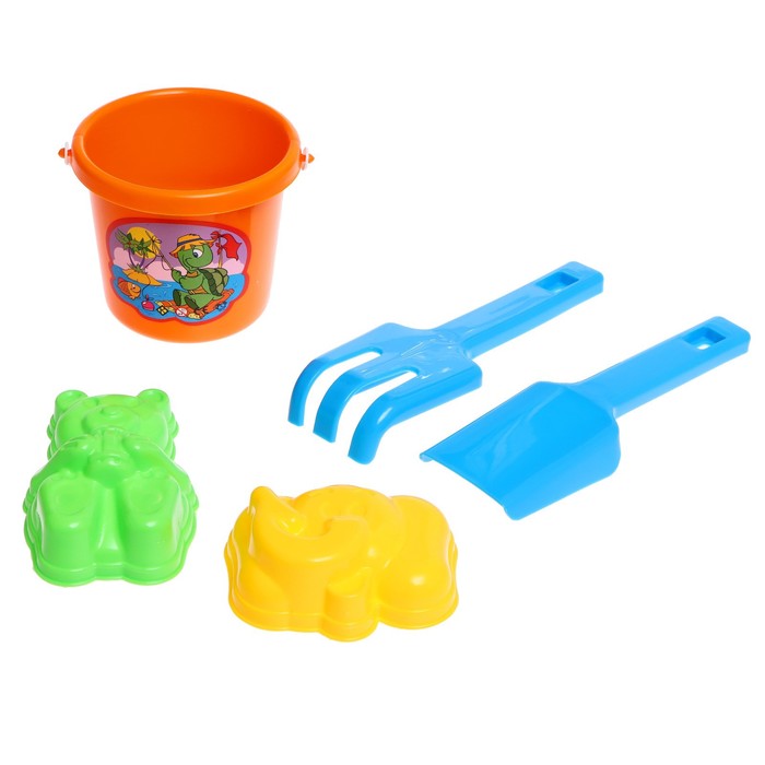 Песочный набор «Мини»: ведерко,лопатка, грабли, 2 формочки МИКС 63794