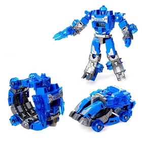 Робот - трансформер "Часы", трансформируется в робота и машинку, цвет синий, в ПАКЕТЕ