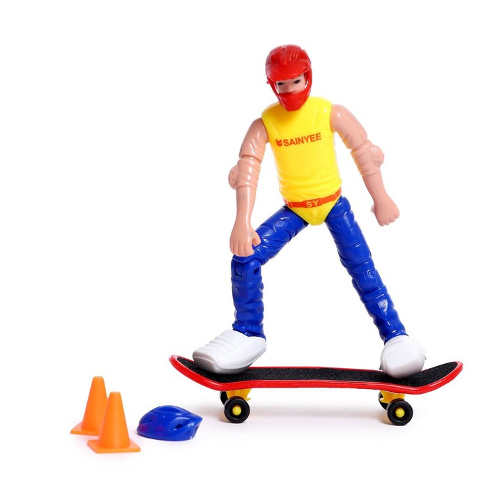 Пальчиковый скейтборд с фигуркой, МИКС, в пакете