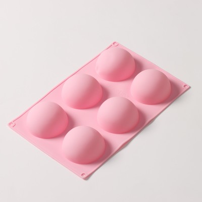 УЦЕНКА Форма силиконовая для выпечки Доляна «Полусфера», 27×18×3.5 см, 6 ячеек, d=7 см, 3.5 см, цвет МИКС