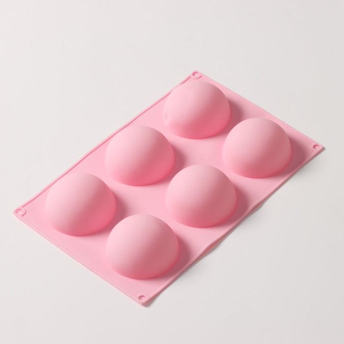 УЦЕНКА Форма силиконовая для выпечки Доляна «Полусфера», 27×18×3.5 см, 6 ячеек, d=7 см, 3.5 см, цвет МИКС - Фото 1