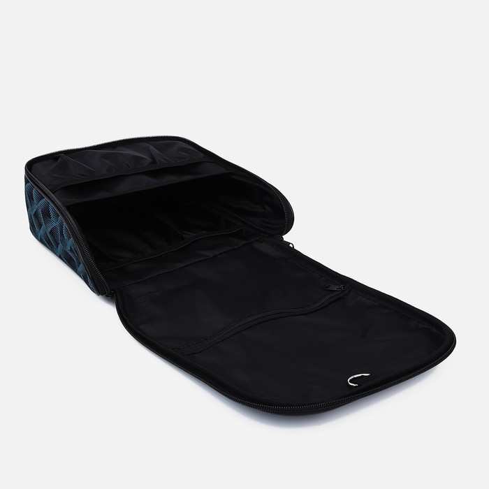 Косметичка-несессер на молнии, с подкладом, цвет бирюзовый/чёрный 36319