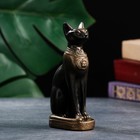 Фигура "Кошка Египетская" черная с бронзой, 14 см - фото 10589919