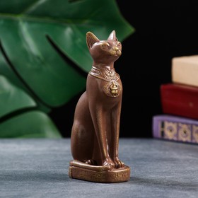 Фигура "Кошка Египетская" коричневая с золотым, 14 см