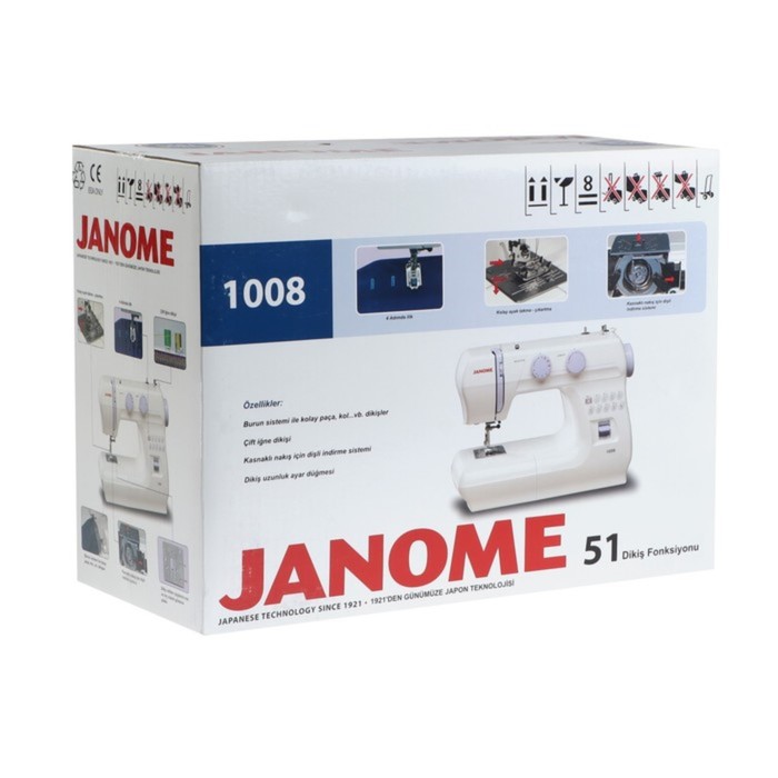 Швейная машина Janome 1008, 60 Вт, 10 операций, полуавтомат, белая - фото 51328555 Швейная машина Janome 1008, 60 Вт, 10 операций, полуавтомат, белая - фото 51328555