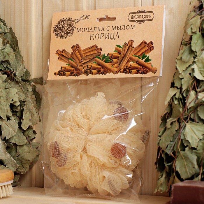 Мочалка с мылом "Корица", 80 г, Добропаровъ - Фото 1
