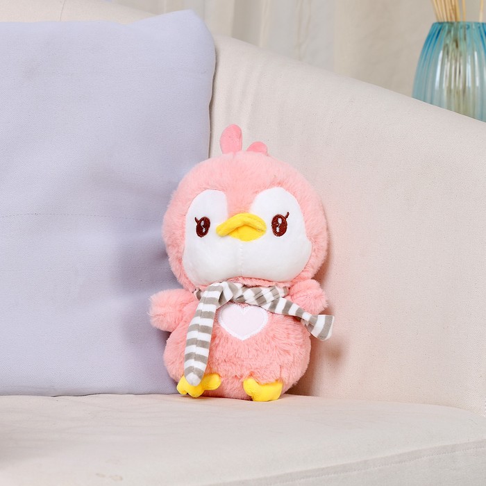 Мягкая игрушка «Пингвин в шарфике», 24 см, цвет розовый