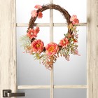 Венок на дверь интерьерный "Пионы и листья папоротника" 35х7х40 см - фото 4220305