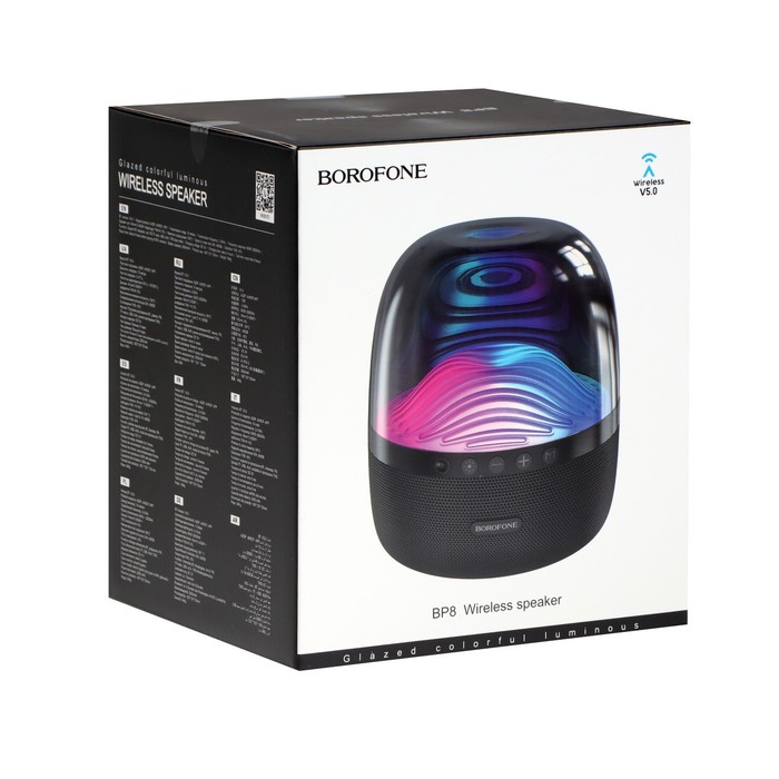 Портативная колонка Borofone BP8 Glazed, 10 Вт, BT5.0, AUX, microSD, USB, 2000 мАч, чёрная - фото 51328630