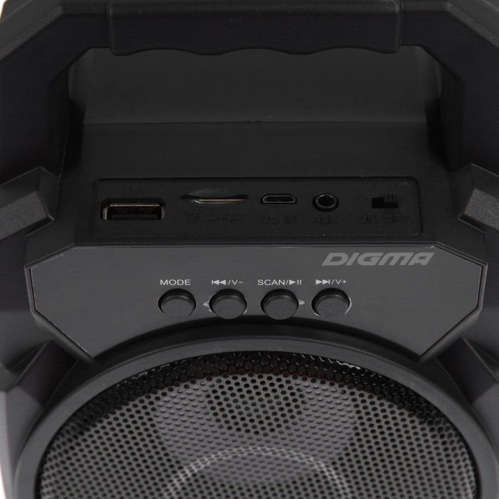 Портативная колонка Digma D-PS1500, подсветка,10Вт, BT, microSD,USB, AUX, FM, 500мАч, черная - фото 51328636