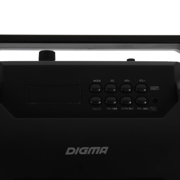 Портативная колонка Digma D-PS1525, 28Вт, BT,microSD,USB,AUX,FM, 2000мАч, подсветка, черная - фото 51328683