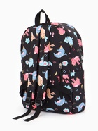 Рюкзак школьный на молнии, с карманом, размер 32×15×43 см, чёрный/разноцветный 9421478