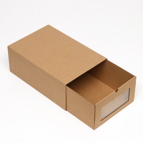 Коробка пенал для обуви, бурая, 35 х 23,5 х 13,5 см