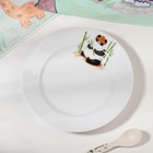 Тарелка фарфоровая «Панда», d=20 см, белая - фото 10592176
