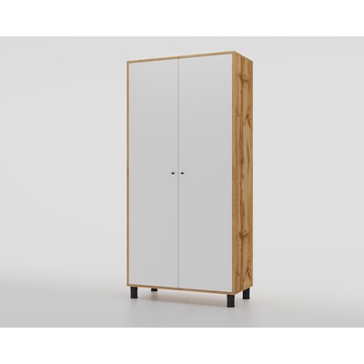 Шкаф распашной двухстворчатый HYGGE, 940×480×1950 мм, цвет дуб золотой/белый