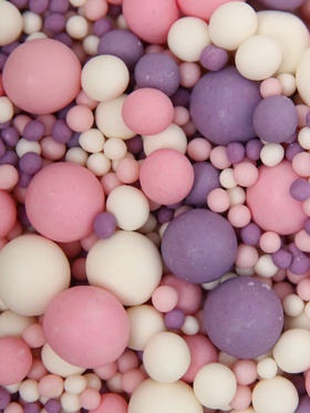 Кондитерская посыпка с мягким центром «Жемчуг»: белоснежная, розовая, сиреневая, 50 г (комплект 2 шт)