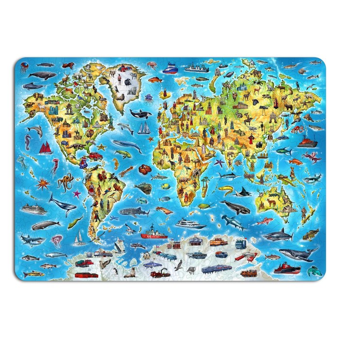 Деревянный пазл EWA «Большая карта мира», 501 деталь, 55x40 см - Фото 1